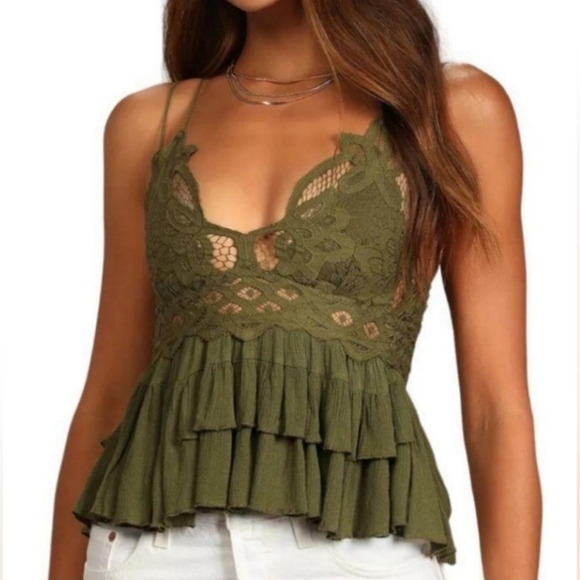 Free People Tops - NWT Free People Adella Cami in Olive Sparrow Size Large
